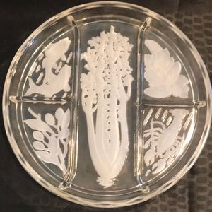 Vintage Thick Glass Vegetable Serving Plate